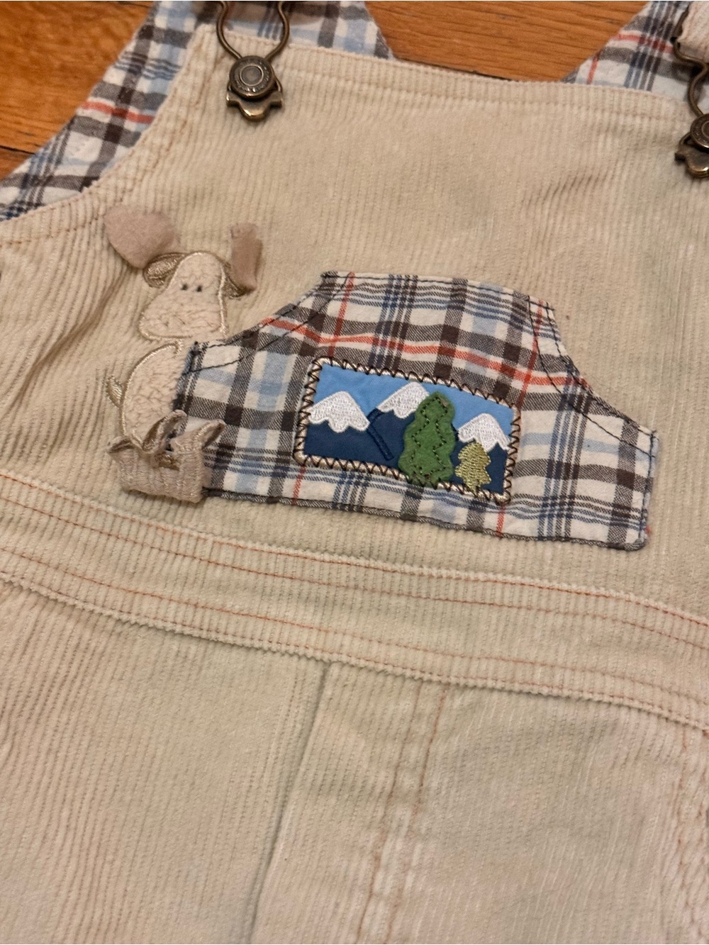 Minibasix Vintage Toddler Boys‎ Corduroy Overalls Tan Mountain Animal 24 Months